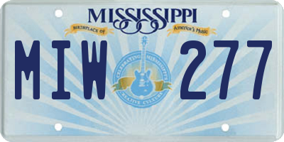 MS license plate MIW277