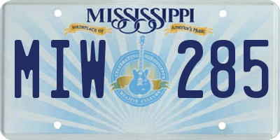MS license plate MIW285
