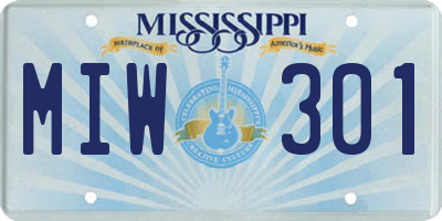 MS license plate MIW301