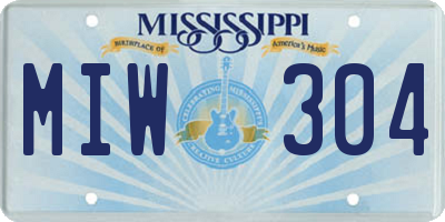 MS license plate MIW304