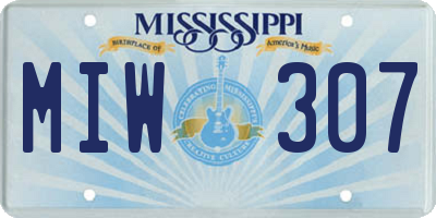 MS license plate MIW307