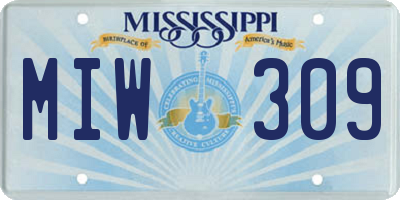 MS license plate MIW309