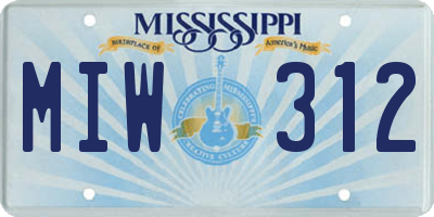 MS license plate MIW312