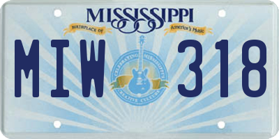 MS license plate MIW318