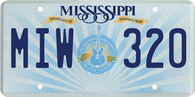 MS license plate MIW320