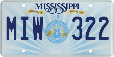 MS license plate MIW322