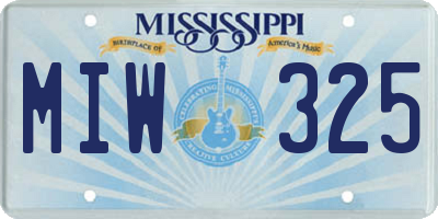 MS license plate MIW325
