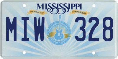 MS license plate MIW328