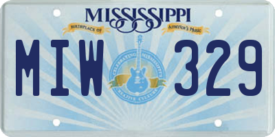 MS license plate MIW329