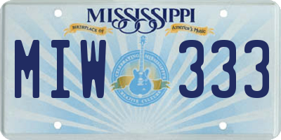 MS license plate MIW333