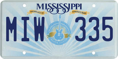 MS license plate MIW335