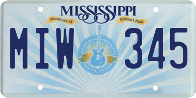MS license plate MIW345