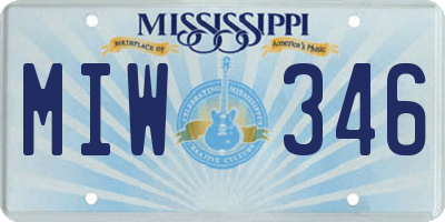MS license plate MIW346
