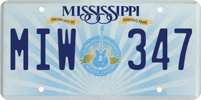 MS license plate MIW347