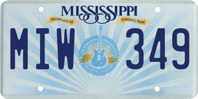 MS license plate MIW349