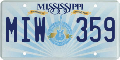 MS license plate MIW359