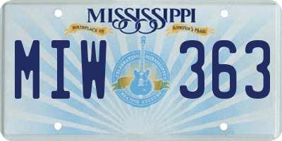 MS license plate MIW363
