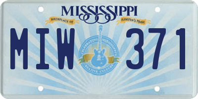 MS license plate MIW371