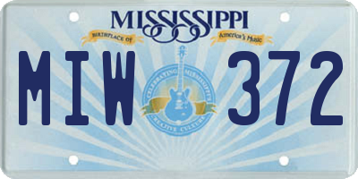 MS license plate MIW372