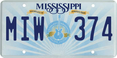 MS license plate MIW374