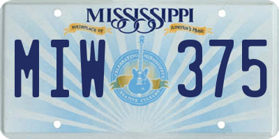 MS license plate MIW375