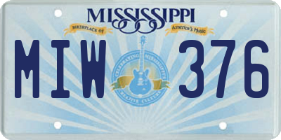 MS license plate MIW376