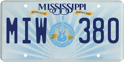 MS license plate MIW380