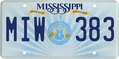 MS license plate MIW383