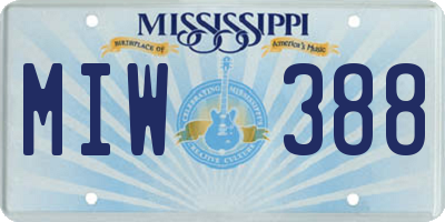 MS license plate MIW388