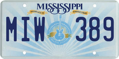 MS license plate MIW389