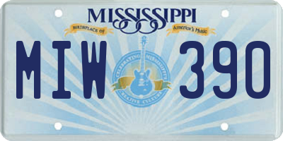 MS license plate MIW390