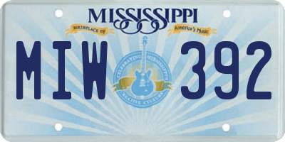 MS license plate MIW392
