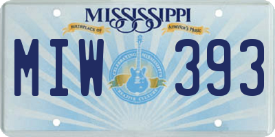 MS license plate MIW393