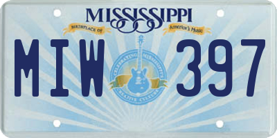 MS license plate MIW397