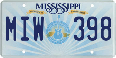 MS license plate MIW398