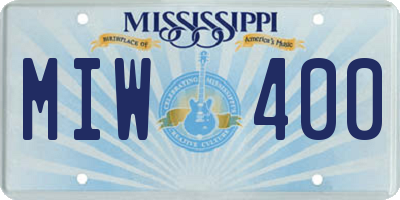 MS license plate MIW400