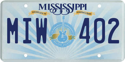 MS license plate MIW402