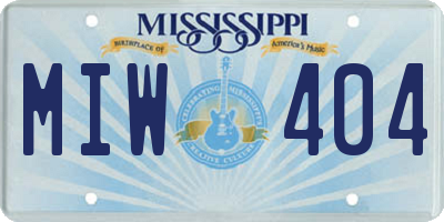 MS license plate MIW404