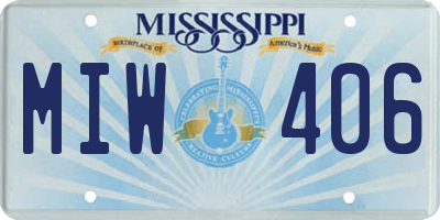MS license plate MIW406