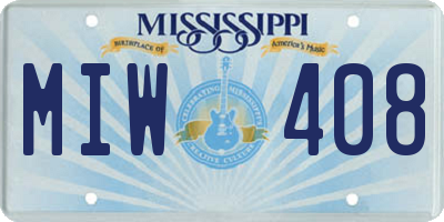 MS license plate MIW408