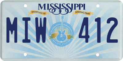 MS license plate MIW412