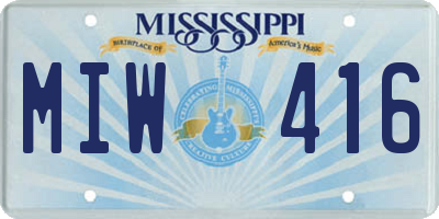 MS license plate MIW416