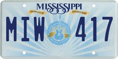 MS license plate MIW417