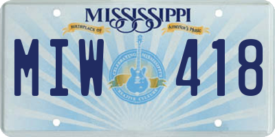 MS license plate MIW418
