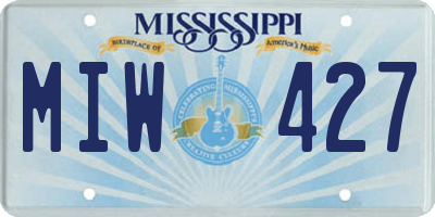 MS license plate MIW427