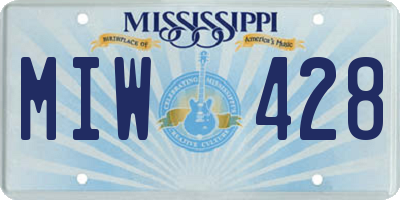 MS license plate MIW428