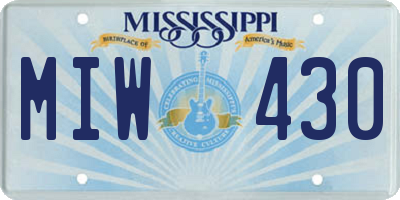 MS license plate MIW430