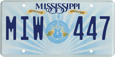 MS license plate MIW447