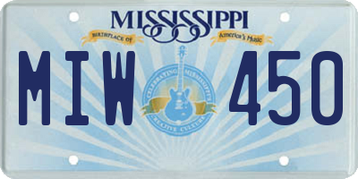 MS license plate MIW450