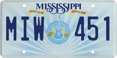 MS license plate MIW451